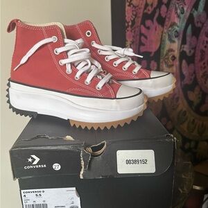 Converse Run Star Hike Platform Men's Shoes Rhubarb Pie-White-Black sz 4